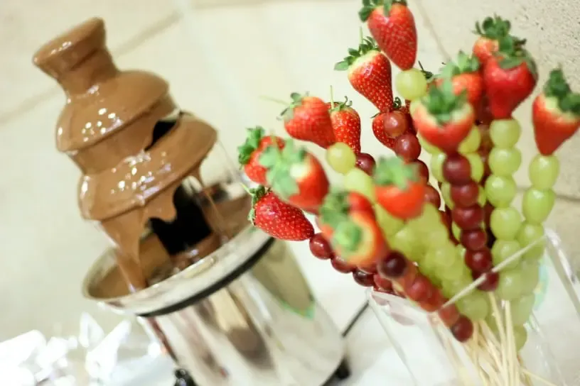 Fresh fruit prepared for the chocolate fountain