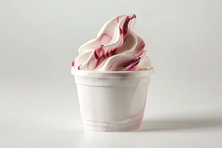 Soft-serve ice cream with a swirled top