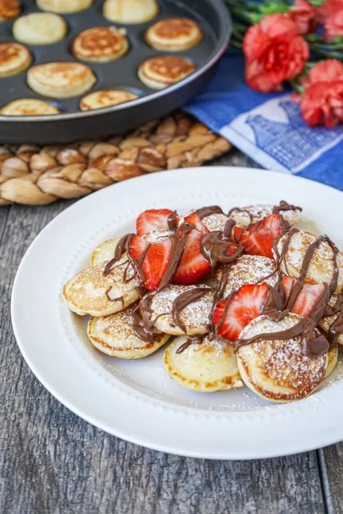 Freshly made pancakes stacked for serving